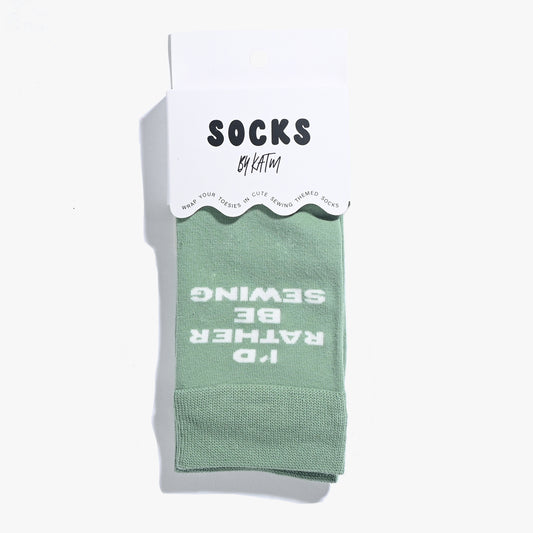 I'd Rather Be Sewing Socks (Green/Pink) | 1 Pair