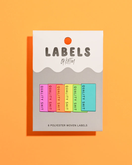 Quality Shit Woven Labels (Neon) | Case of 6 units